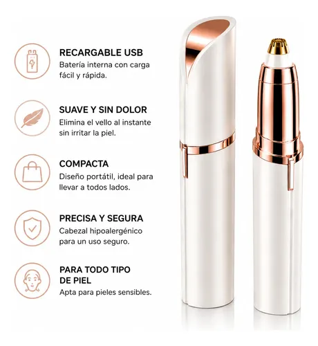 Depilador Facial 2 En 1 Recargable Cejas Y Vello Usb