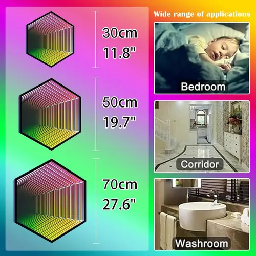 Luz Led Hexágono 3d Neón Espejo Infinito 50cm