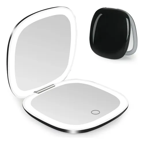 Espejo Compacto Generic Mirror_ss890 Cuadrado Led Negro