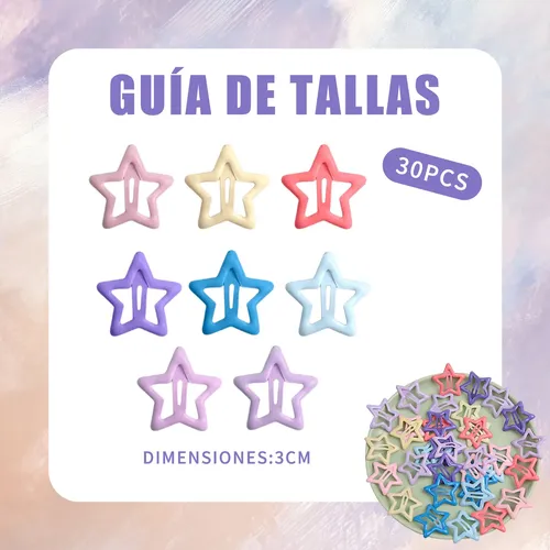 30pzs Accesorio Cabello Estrella Mix Colores Cute P/ Niñas