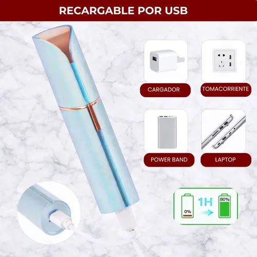 Depiladora Facial Electrica Indolora Corporal Recargable Usb