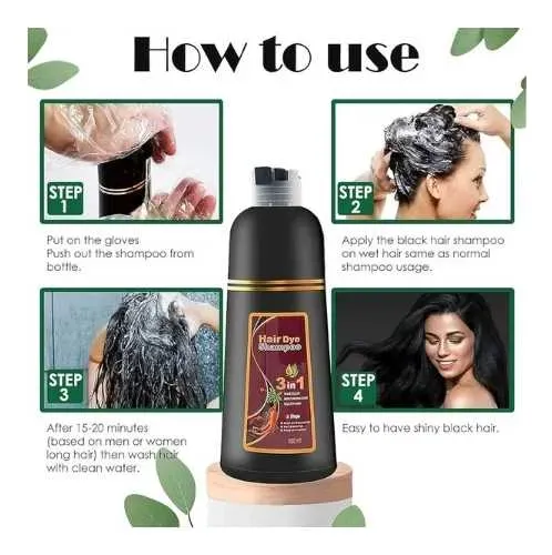 Shampoo Instantáneo Tintura Para El Cabello 3 En 1