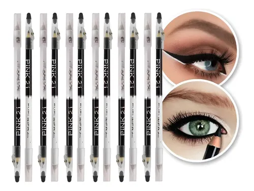 Delineador De Ojos Lapiz Crayón Duo Blanco Negro Pink 21