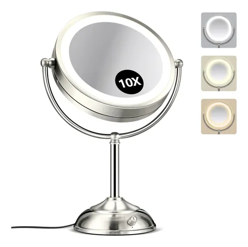 Espejo De Aumento B Beauty Planet 10x Con Luz Plateado