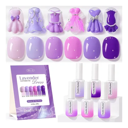 Kit Gel Uñas 6 Colores Hema Free Double Rhythm