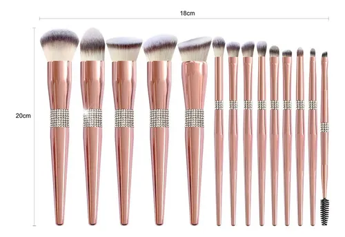 Set De 14 Brochas Suaves Color Oro Rosa Diamante