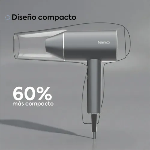 Secador de Pelo 2100W Compacto con Aire Frío Calor Filtro Removible Femmto Ventus