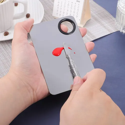 Paleta De Acero Rectángular Mezcladora Con Esteca Maquillaje