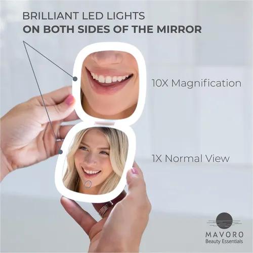 Espejo De Maquillaje De Viaje Con Luz Led Mavoro Recargable