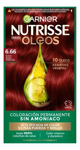 Nutrisse Tintura Permanente Sin Amoníaco Tono 6.66 Oleos 130g