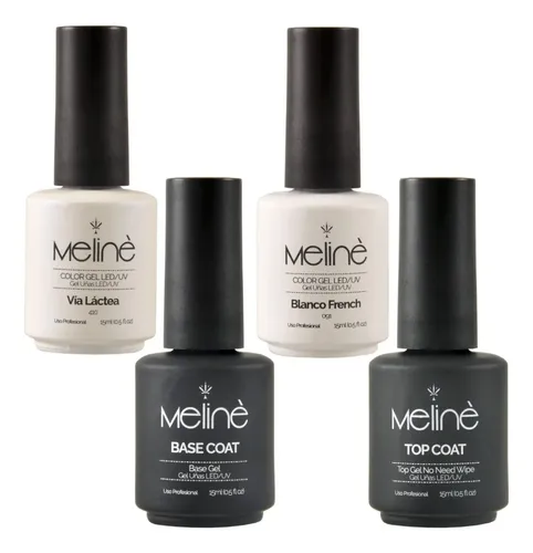 Kit Esmaltado Semipermanente French Meline Base Y Top Coat