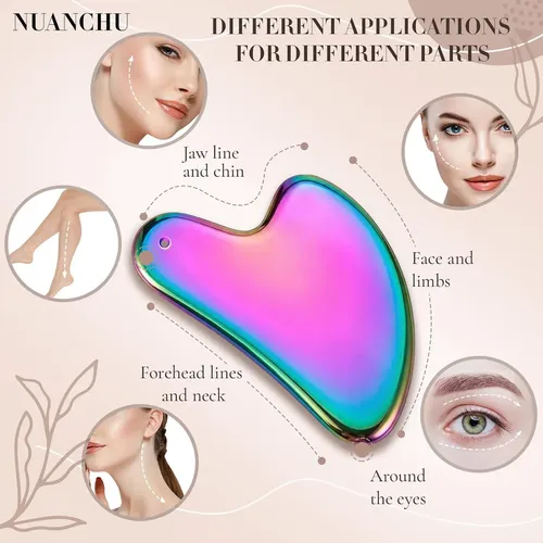 Gua Sha Facial Metal Arcoíris Para Drenaje Linfático