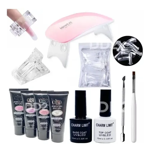Kit X9 Polygel 30ml Cabina Pincel Capsula Dual Top Y Base