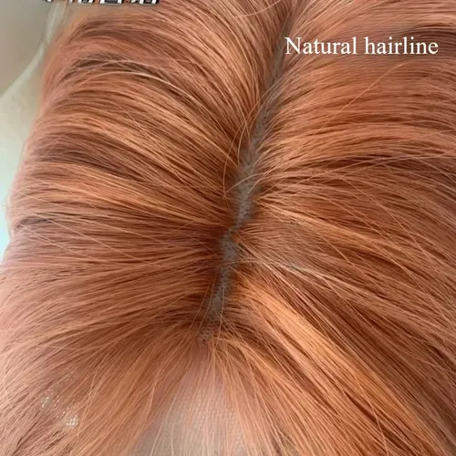 Peluca De Mujer Rizada Naranja Con Forma De Ondulado Grande  Red-orange Colour