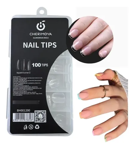 Tips Para Soft Gel Square Cortos Transparentes Caja X100