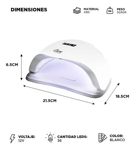 Kit Cabina De Uñas Gadnic Luz Doble Uv Led Manicura Pedicura