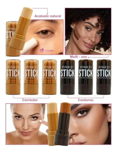 Corrector Pink 21 en Barra Tono 06 de Alta Cobertura para Contorno y Maquillaje