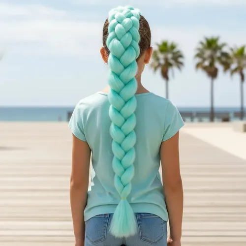 Kanekalon Extension Pelo Termico Trenza Africana 60cm Lfme Celeste Agua A25