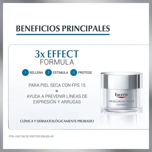 Crema de Día para piel seca FPS15 Eucerin Hyaluron-Filler para piel seca de 50mL 30+ años
