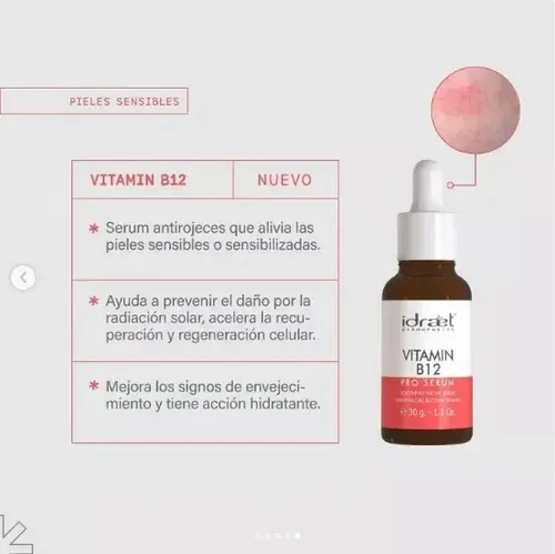 Vitamin B12 Idraet Pro Serum Rosacea Facial X 30gr Calmante.