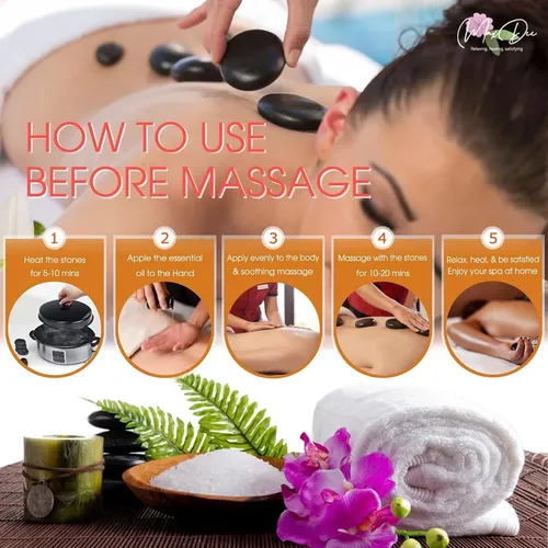 Set Masaje Facial Con Piedras Calientes Y Gua Sha 10 Piezas