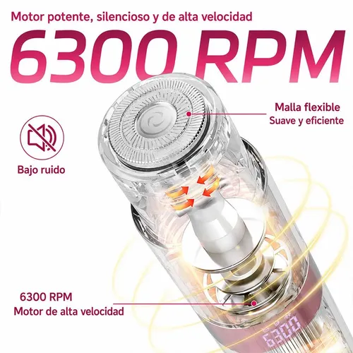 Depiladora Eléctrica 2 En 1 Mujer Recortadora Íntima Led Usb Rosa