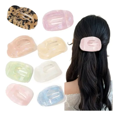 8 Pinzas Para El Pelo Planas Y Redondas