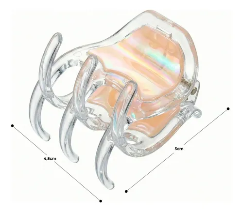 Broche De Pelo Tornasolado Beige 3 Dientes 5cm Pack X 12 Und