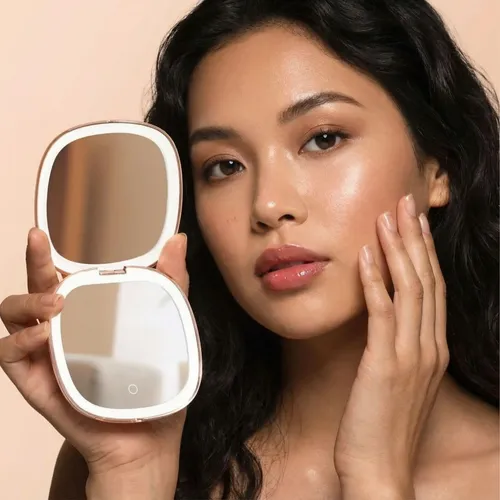 Espejo De Maquillaje Fancii Mila 2 Con Luz Led Compacto Crema