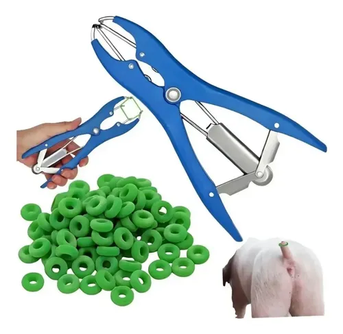 Pinza Con 100 Anillos Para Castrar Ganado Azul Azul