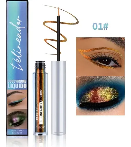 Maquillaje Delineador Sombra Naranja A Dorado Impermeable