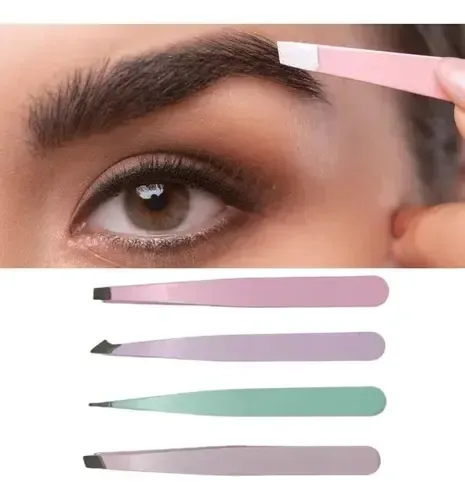 Kit De 4 Pinzas De Depilar Acero Inoxidable Cejas Bozo