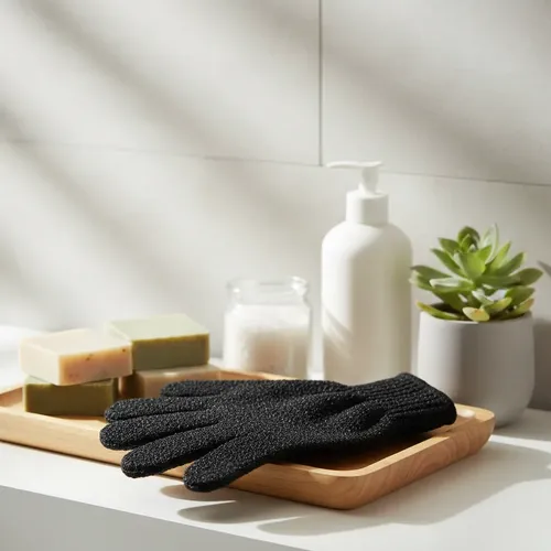 Guante Exfoliante Baño Corporal Negro Masajeador Suave Lujo