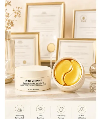 Parche Ojos Gold 24k Caffeine Collagen Con Ácido