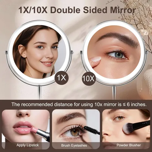 Espejo De Maquillaje Con Luz Flymiro 8 Pulgadas 1x/10x