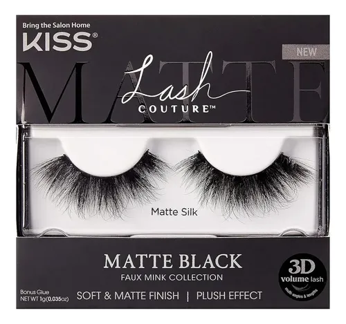 Pestañas Postizas Matte Black Kiss Couture 3d Con Visón