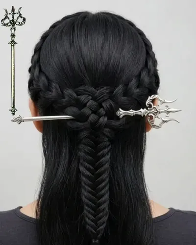 Palito Tridente Metal 15cm Palillo, Moda Look Estilo Unicas