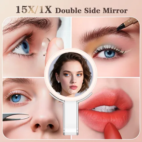Espejo De Maquillaje De Viaje Huncab 15x/1x De Doble Cara Co
