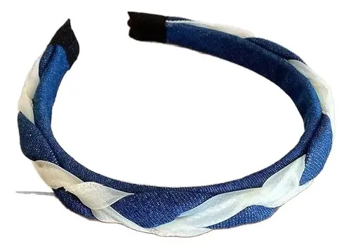 Vincha De Malla Azul Trenzada, Aro Para El Pelo