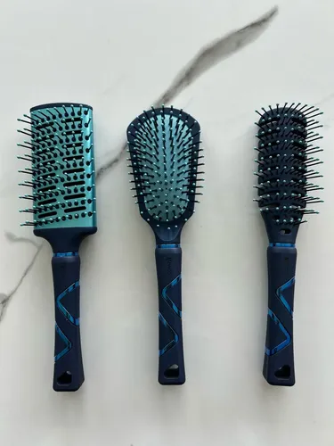 Set 3 Cepillos Profesionales Cabello Neumatico Araña Azul