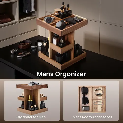 Organizador De Perfumes Giratorio 3 Niveles Rustico 22cm