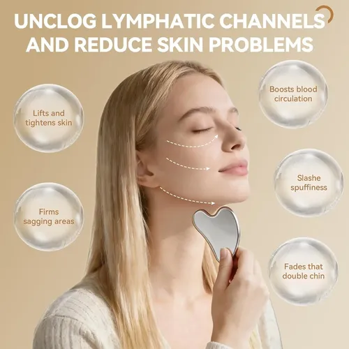 Set 2 Piezas Gua Sha Y Cepillo Facial Para Drenaje