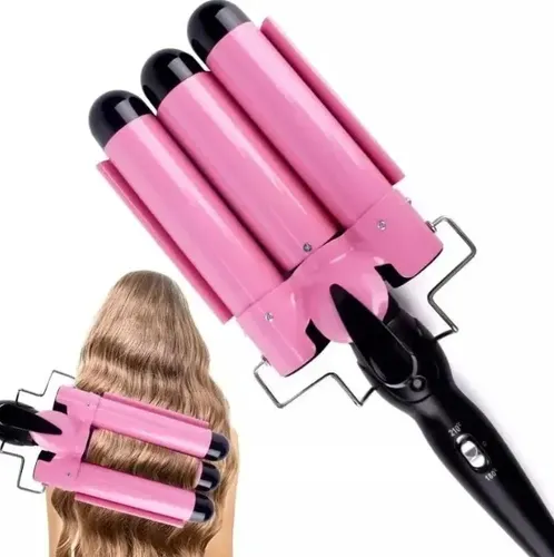Buclera Rizador De Pelo Cabello Triple 3 Tubos Rulos Ondas