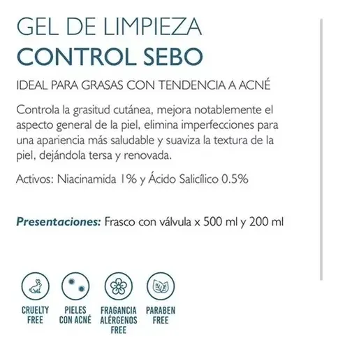 5 Gel De Limpieza Facial Sebo Control 500gr Libra Cosmetica