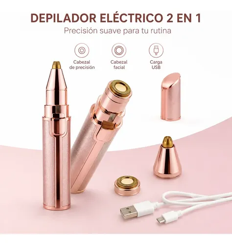 Depilador Mini Electrico 2 En 1 Vello Facial Y Cejas Rosa