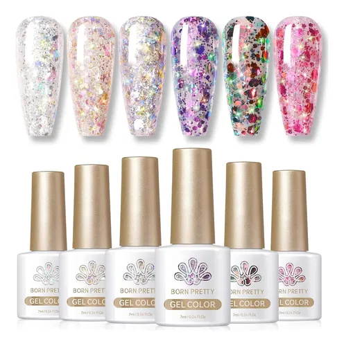 Set De Esmalte De Gel Con Purpurina Born Pretty 6x7ml