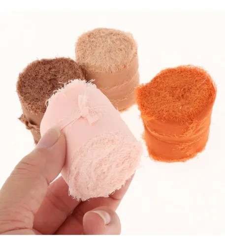 4 Cintas De Seda De Gasa Para Ramos De Novia, Naranja