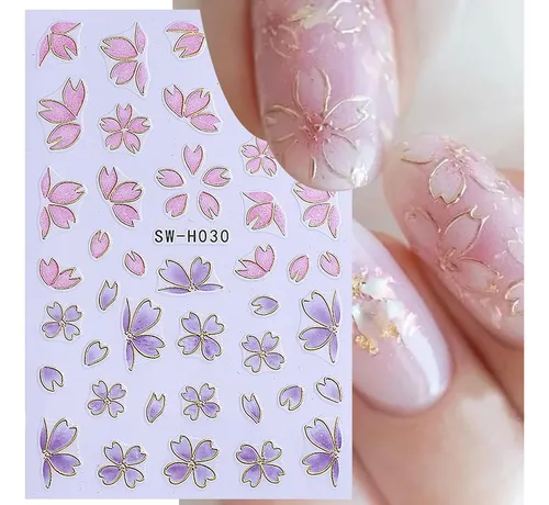 12 Pegatinas 3d Para Decoración De Uñas Con Flores De Lujo