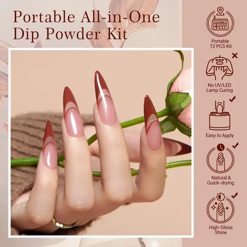 Azurebeauty Kit Dip Powder Uñas Set Base Top Coat