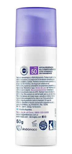 Dermaglós Protector Solar Fps50 Facial Efecto Seco Matifica